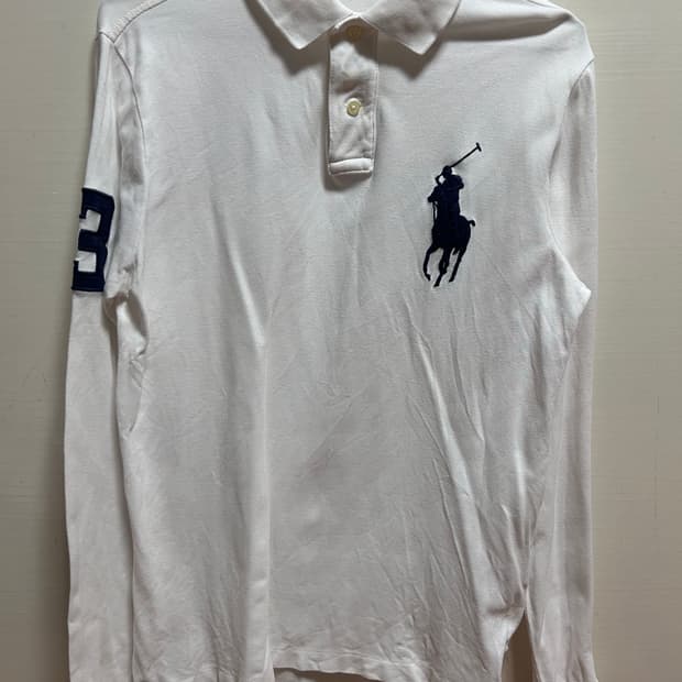 (정품) 폴로 랄프로렌 흰색 빅포니 긴팔 카라티 S