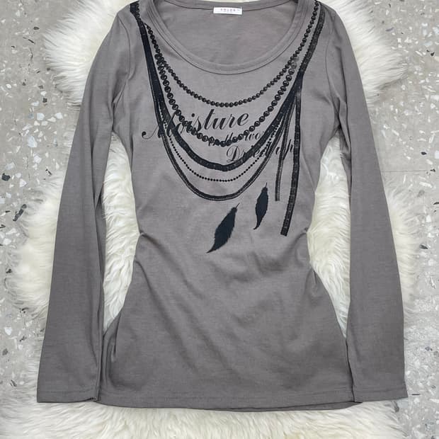 y2k 카키 네크리스 슬리브