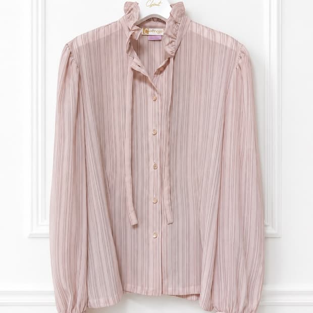 Oree 오르에 미국 빈티지 스트라이프 프릴 블라우스 vintage bl