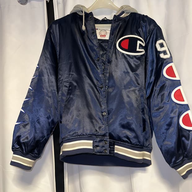 슈프림 x 챔피온 후드 사틴 바시티 자켓