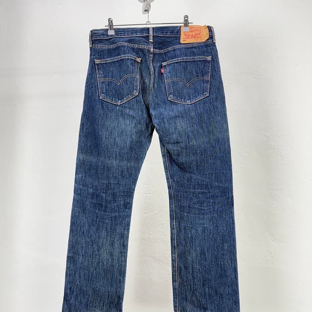 리바이스 501 오리지널 버튼 플라이 워싱 데님 팬츠