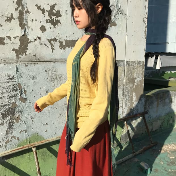 포레스트 그린 에스닉 스카프