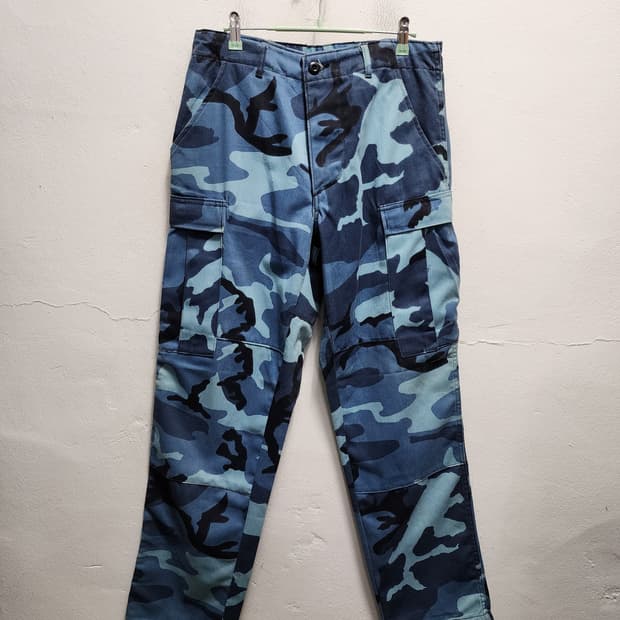 로스코 밀리터리 블루 카고바지