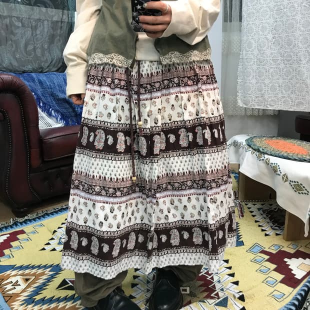 써스데이아일랜드 여성 에스닉 밴딩 스커트 