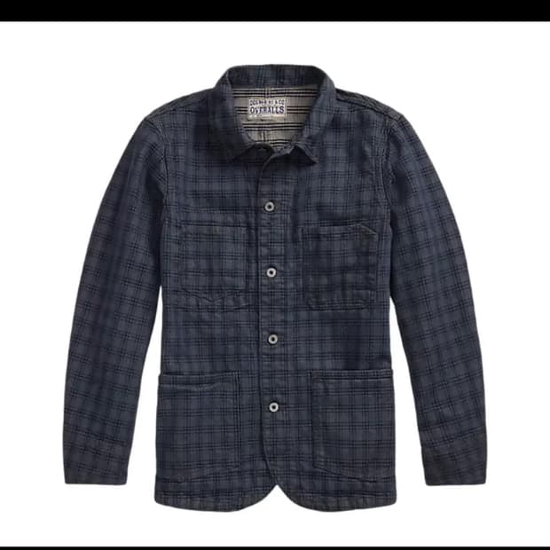 더블알엘 플레이드 자카드 데님 자켓 네이비 멀티