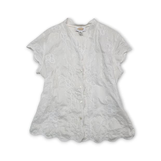 10 Talbots 탤봇 자수 스캘럽 셔츠 블라우스