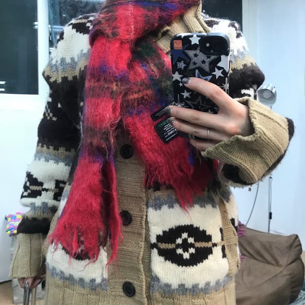 로엠 스코틀랜드산 울 체크 머플러 목도리 