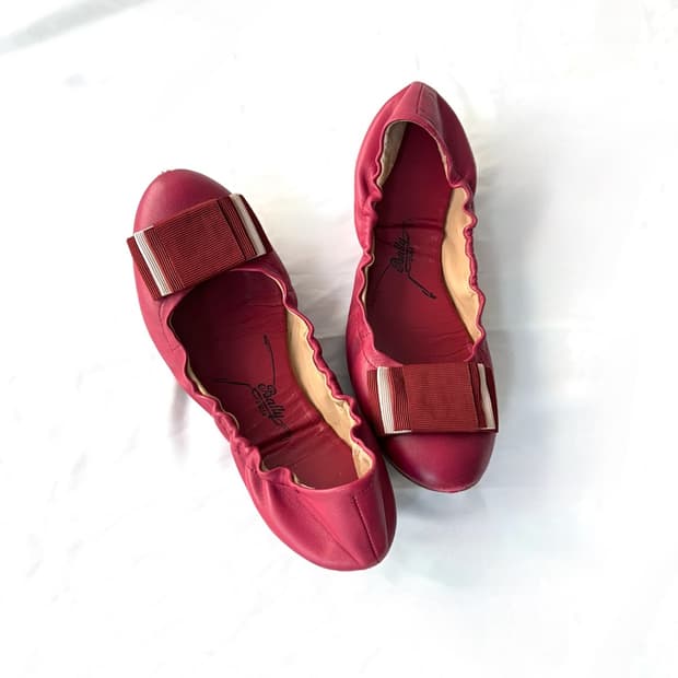 BALLY ribbon flat shoes / red