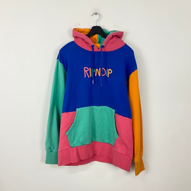 RIPNDIP 립앤딥 멀티 컬러 블락 후드티 M <577>
