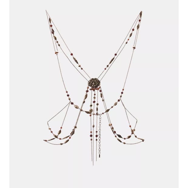 (새상품) ZARA 메탈릭 비즈 장식 바디 체인