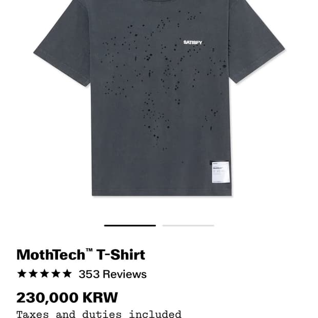 Satisfy mothtech 티셔츠 Medium