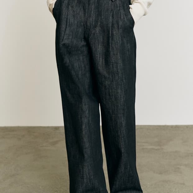 [L +3] 포트너스 투 턱 와이드 블랙 진