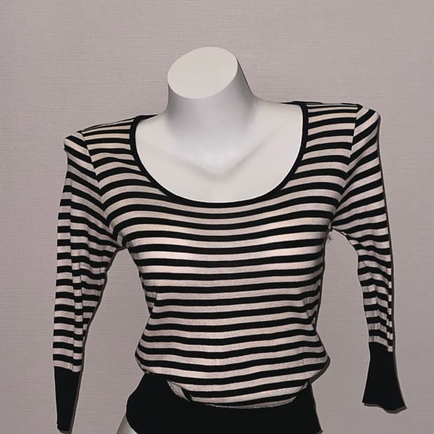 빈티지 7부 스트라이프 니트