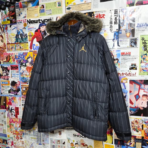 나이키 조던 스트라이프 퍼 후드 울프조 덕다운 패딩