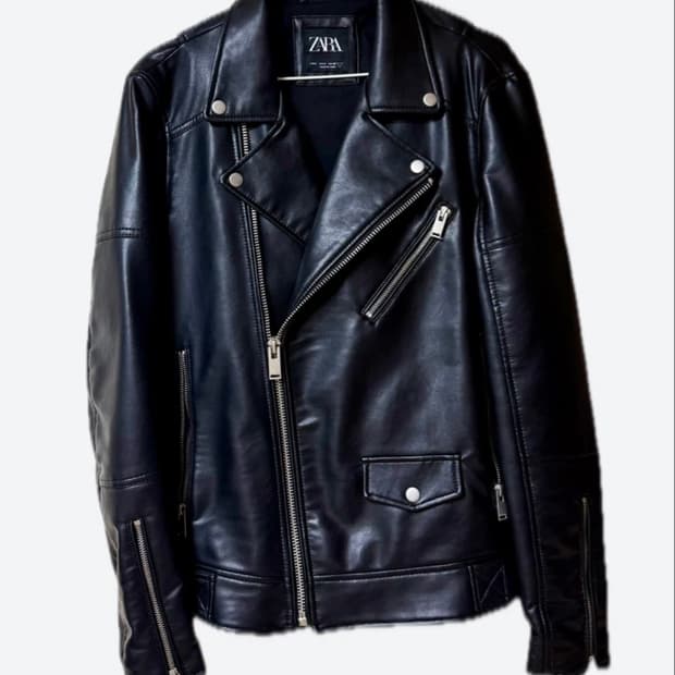 자라 블랙 비건 더블 라이더 자켓 s사이즈
