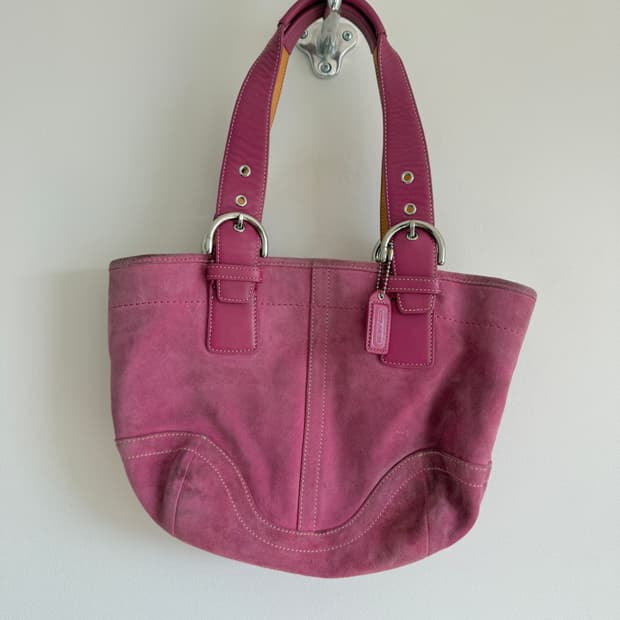 코치(COACH) 스웨이드&레더 토트백(때탐 있음)