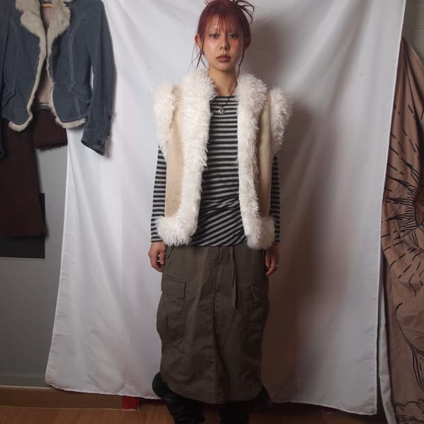 JPN 무스탕 퍼 베스트