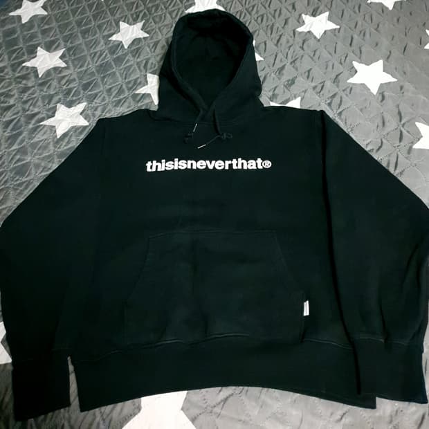 디스이즈네버댓 기모 혜비코튼 레터링 자수후드티 블랙 (M)