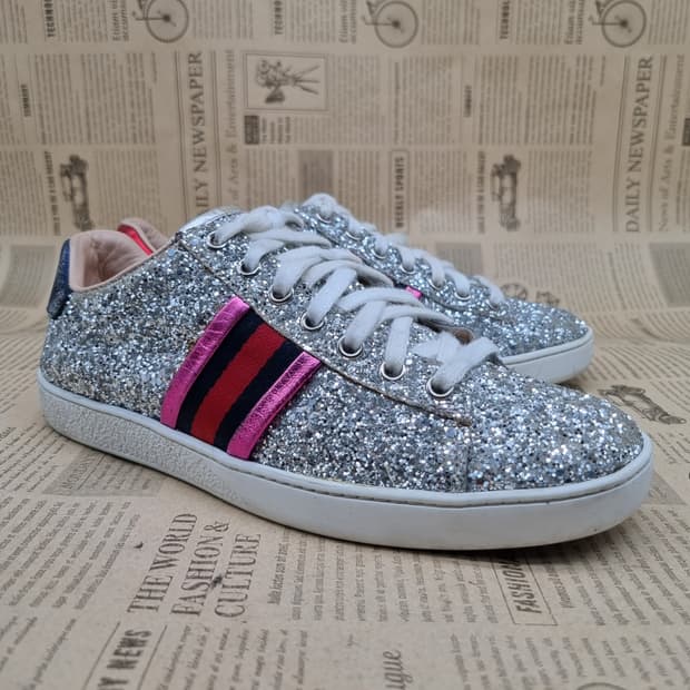 구찌 스니커즈 실버 글리터 36.5 235