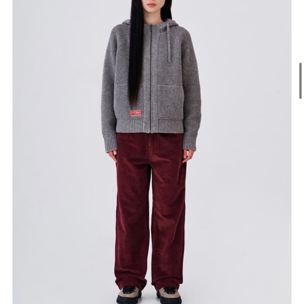 Waffle Knit Zip Up - Grey