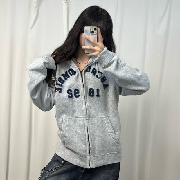 Abercrombie gray hood zip-up
