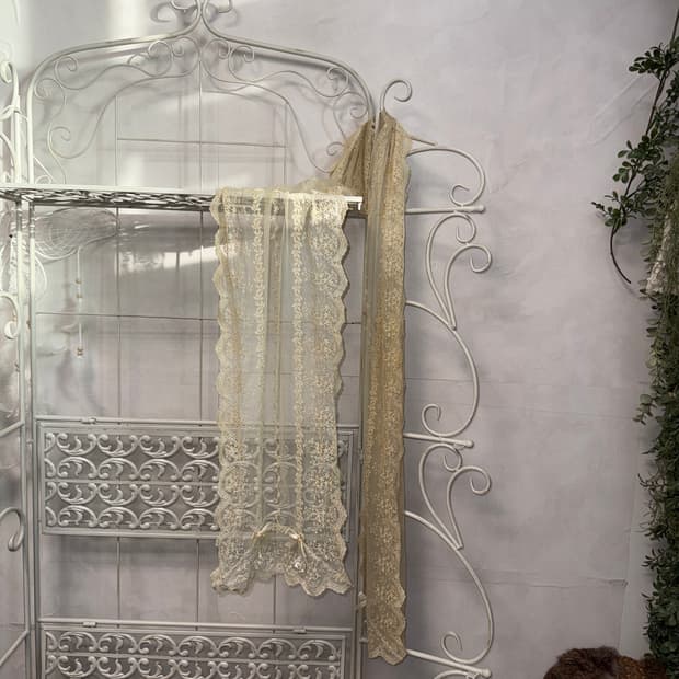 Ivory floral lace ribbon ball scarf