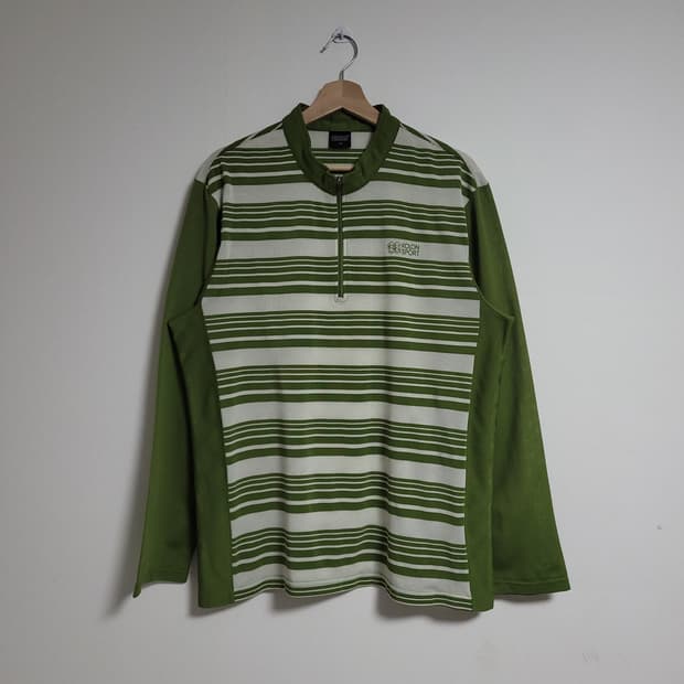 (115) 코오롱스포츠 스트라이프 긴팔 티셔츠 하프집업 작업복 등산복