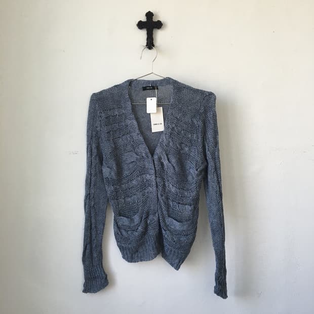 Cable pattern knit cardigan