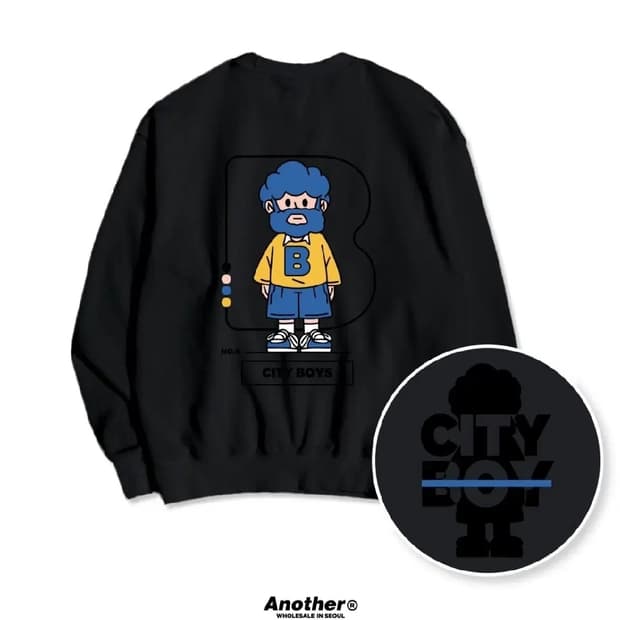 [새상품]비전하이 시티보이즈 블랙 맨투맨