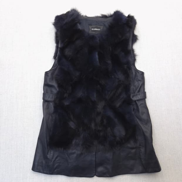 KASI BADY 가죽 퍼 베스트 조끼