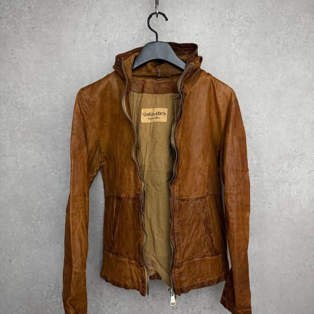 Giorgio Brato leather hooded jacket