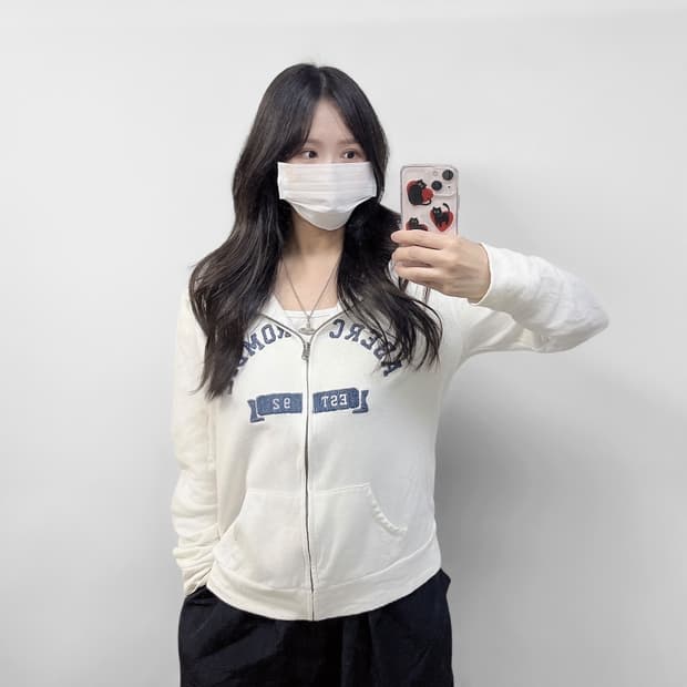 아베크롬비 아치 로고 후드집업 화이트