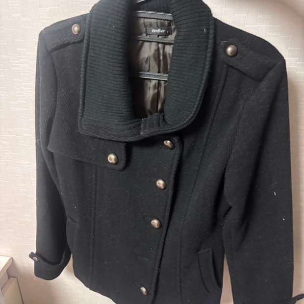 블랙 버튼 숏코트 펑크 빈티지 모리걸 하구미 갸루