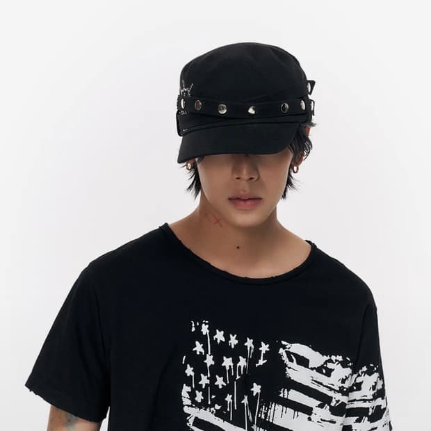 스키즘 인듀싱 SNAP DETAIL CASQUETTE BLACK