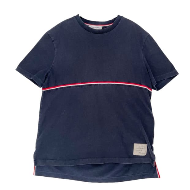 톰브라운 Thom Browne RWB 스트라이프 크루넥 반팔 티셔츠 네이