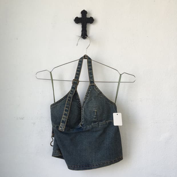 Holter neck denim top