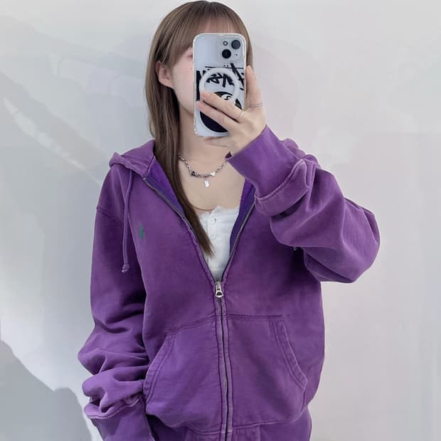 폴로랄프로렌 그린포니 퍼플 워싱 후드집업