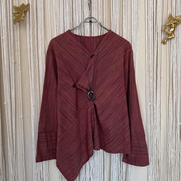Unbalanced Button Wrap Blouse 0051