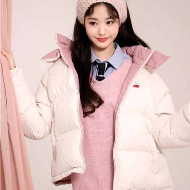 키르시 리버시블 숏패딩 아이보리