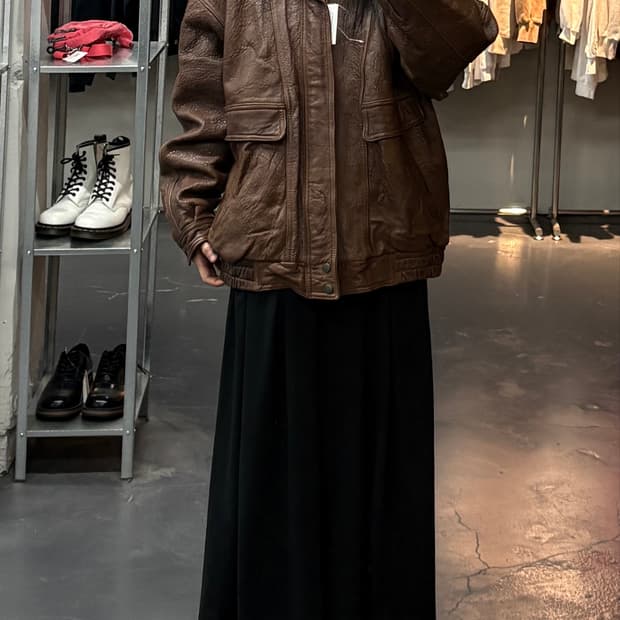 빈티지 90s 램스킨 봄버 자켓 A3777