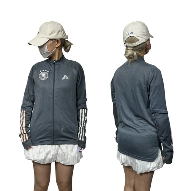 아디다스 차콜 독일 국대 유니폼 삼선 트랙탑 져지 S