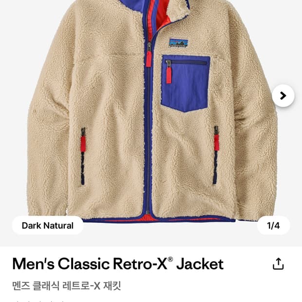 파타고니아 레트로x 클래식 지디 xs 새상품 정가 이하