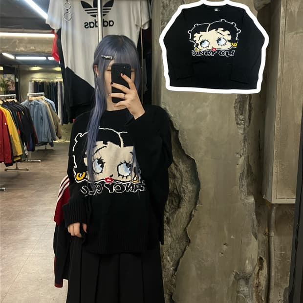 네스티킥 팬시클럽 베티붑 니트 블랙 S   #csz2325