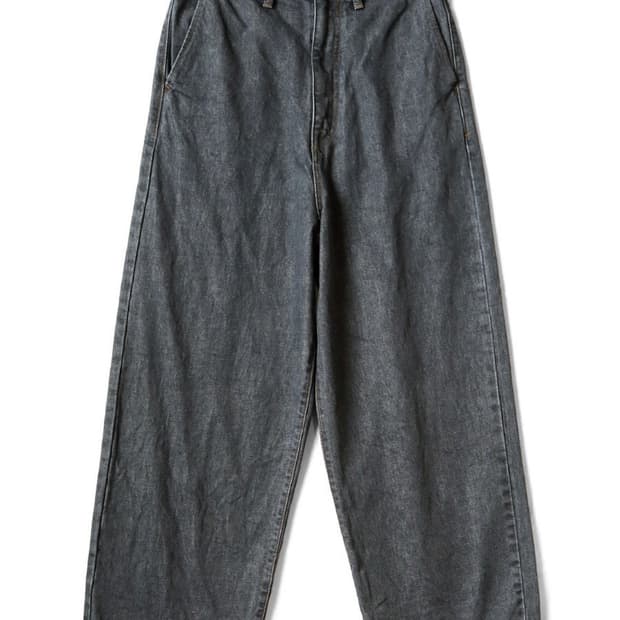 캐피탈 KAPITAL 14oz 블랙 데님 포트 배기 팬츠