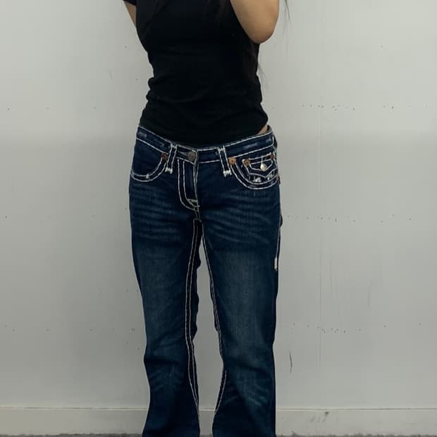 트루릴리젼 진청 화이트 스티치 데님