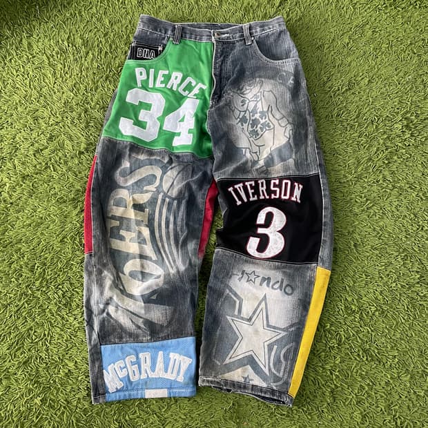 Dianlao nba 팀 패치 데님팬츠