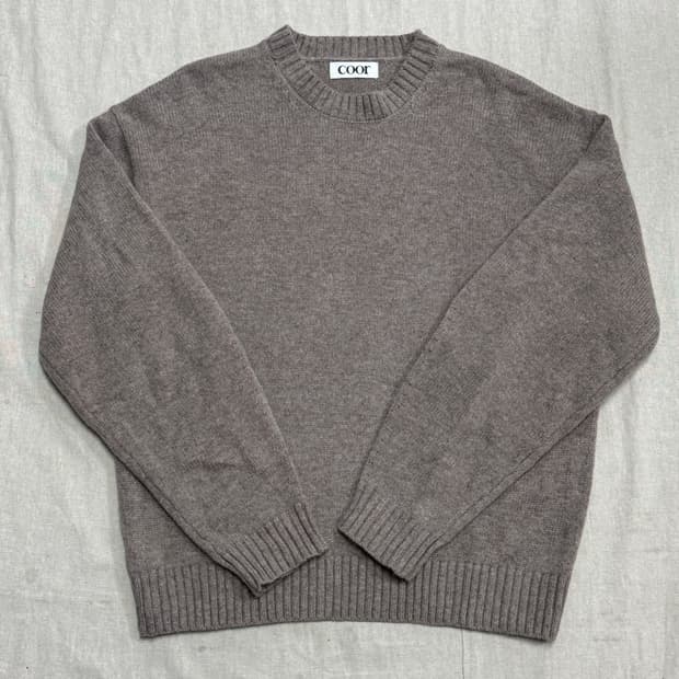 쿠어 라이트브라운 울 크롭 크루넥 니트 L