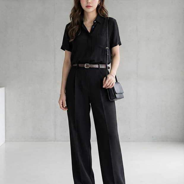 띠어리 블랙 실크 셔츠_S