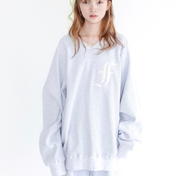 [F.E.E.S] waffle boxy MTM (melange grey)