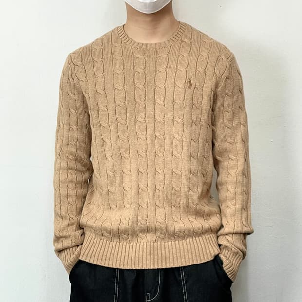 폴로랄프로렌 포니 베이지 꽈배기 니트